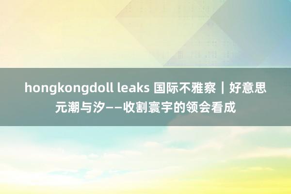 hongkongdoll leaks 国际不雅察｜好意思元潮与汐——收割寰宇的领会看成